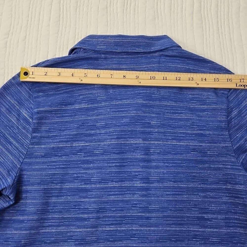 Banana Republic Polo Tennis Golf Shirt Men's M Navy Blue Chambray EUC LN Std Fit